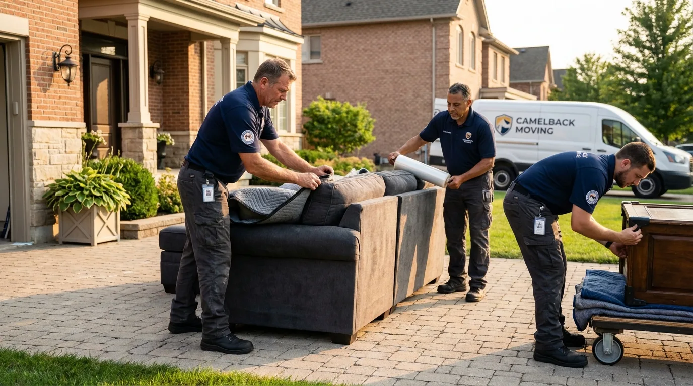 Large estate moving crew wrapping furniture in Berlin, MA